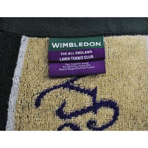 228 - Wimbledon tennis merchandise -  official towel in bag and two Wimbledon mugs from 29 June - 12 July ... 