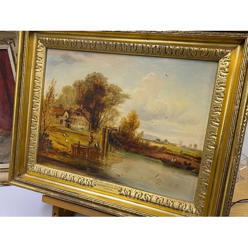 222 - Framed varnished art scene on board, plaque reads Fisher Boys by Eel Nets by J W Allen, approx size ... 