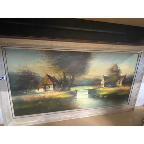 220 - 1950's framed collectable commercial oil on canvas,signed lower right by artist,  scene depicting ru... 