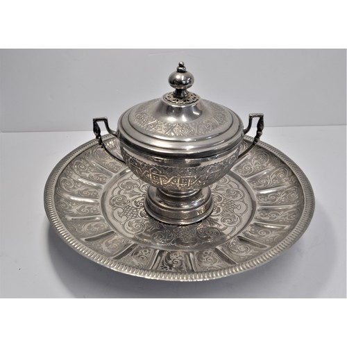 39 - A Moroccan/Persian style style lidded tureen together with a  serving dish/tray of similar style