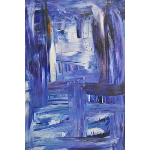 Original abstract oil on canvas entitled "Jazz Skies" by artist Frances Bildner approx. H 92cm x W 61cm
