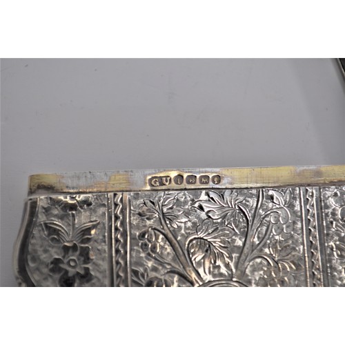 108 - Antique Silver items consisting of a Victorian card case with engraved foliate design & monogram to ... 