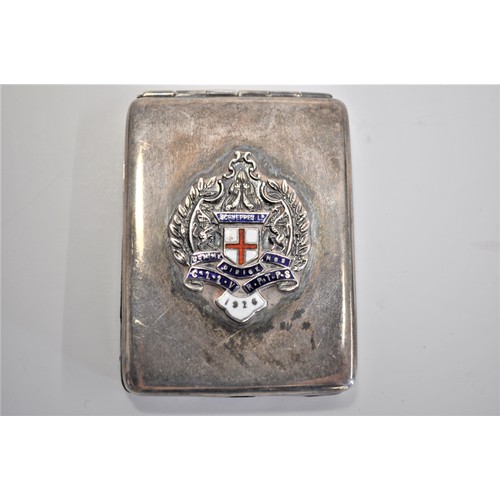 108 - Antique Silver items consisting of a Victorian card case with engraved foliate design & monogram to ... 