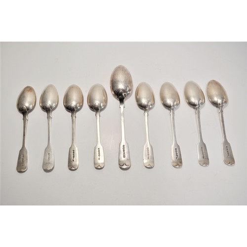 120 - x8 Victorian silver fiddle pattern dessert/soup spoons  hallmarked London, makers stamp SS, plus one... 