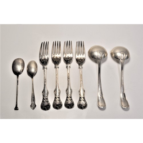 122 - Solid Silver flatware consisting Victorian forks and mixed spoons of various dates, approx gross wei... 