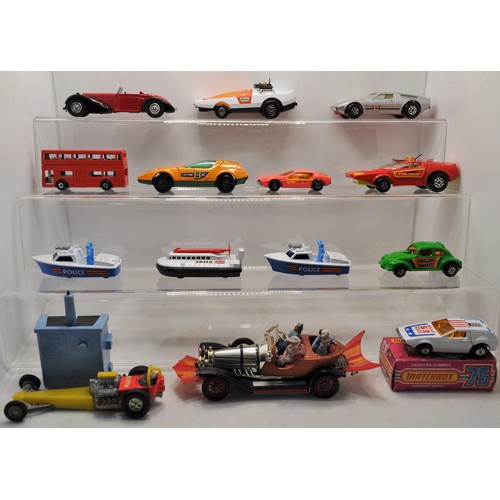 157 - Diecast vehicles to include; Dinky 370 Fireball dragster with starter unit, Corgi 266 Chitty Chitty ... 