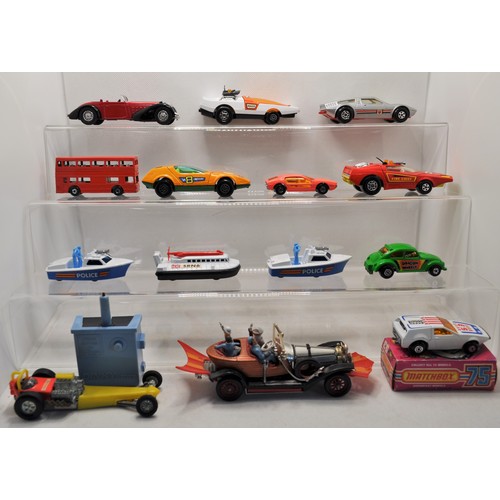 157 - Diecast vehicles to include; Dinky 370 Fireball dragster with starter unit, Corgi 266 Chitty Chitty ... 