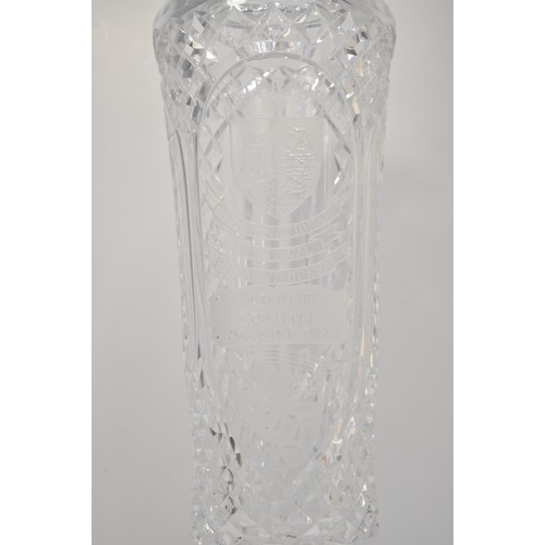 104 - Large Waterford Crystal  apothecary pedestal vase with lid.  Engrave detailing reads 'Waterford Crys... 