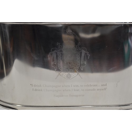 125 - Large oval champagne bucket with inscriptions reading Lily Bolinger and Napoleon Bonaparte, together... 