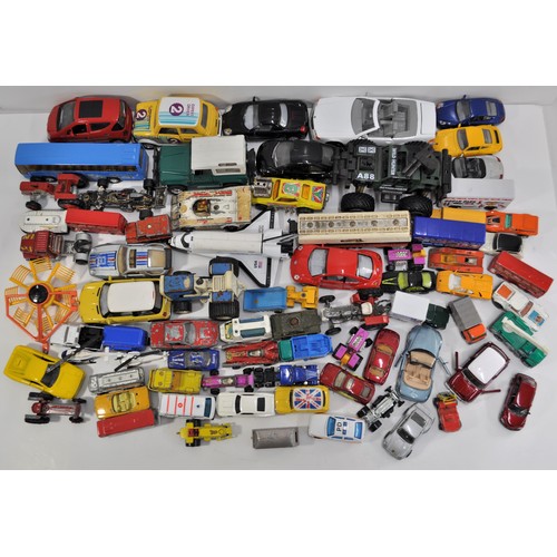 154 - Model vehicle interest including Corgi, Matchbox, Maisto, Hot Wheels, Tonka and other models in play... 