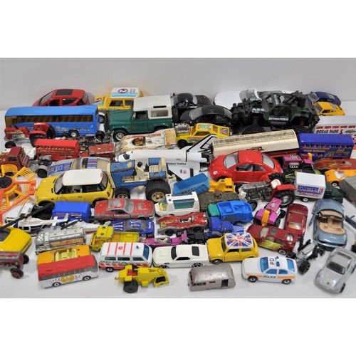 154 - Model vehicle interest including Corgi, Matchbox, Maisto, Hot Wheels, Tonka and other models in play... 