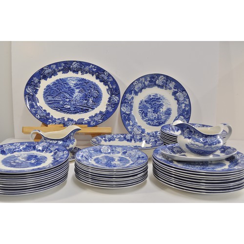 78 - Quantity of blue and white Woods Ware china, marked Enoch Woods English Scenery to base consisting p... 