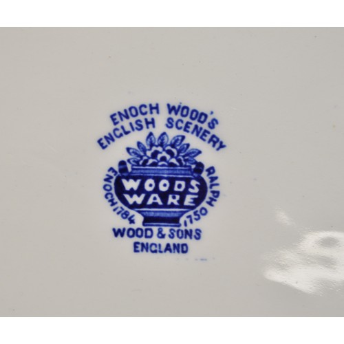 78 - Quantity of blue and white Woods Ware china, marked Enoch Woods English Scenery to base consisting p... 