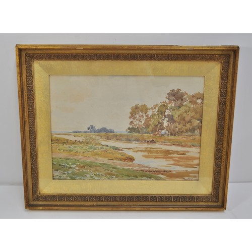 63 - Original Watercolour of landscape scene believed to be Tewkesbury, signed lower left Claude Hayes (1... 