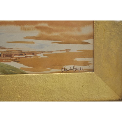 63 - Original Watercolour of landscape scene believed to be Tewkesbury, signed lower left Claude Hayes (1... 