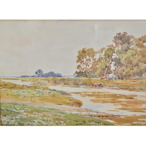 63 - Original Watercolour of landscape scene believed to be Tewkesbury, signed lower left Claude Hayes (1... 