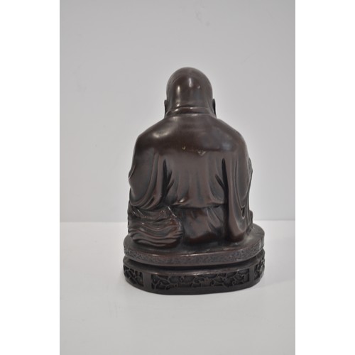 101 - Seated happy Buddha statue, approx height 24cm, weight 3.4kg