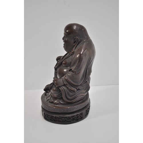 101 - Seated happy Buddha statue, approx height 24cm, weight 3.4kg