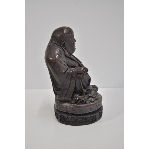 101 - Seated happy Buddha statue, approx height 24cm, weight 3.4kg