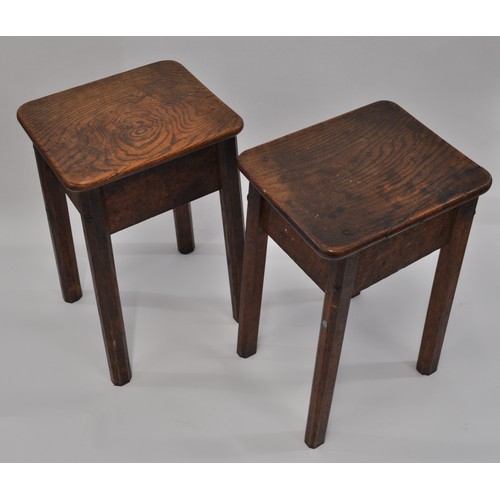 22 - Pair of vintage school style stools with splayed legs