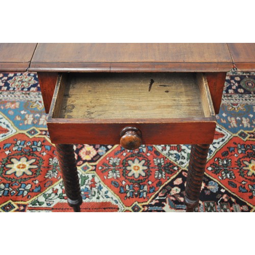 26A - Antique mahogany drop leaf table with end drawer A/F