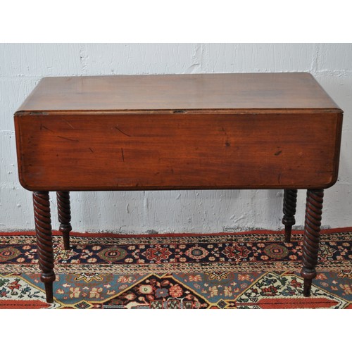 26A - Antique mahogany drop leaf table with end drawer A/F