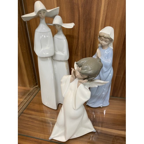 72A - Llladro/Nao angelic/nun porcelain figures x3 items in total