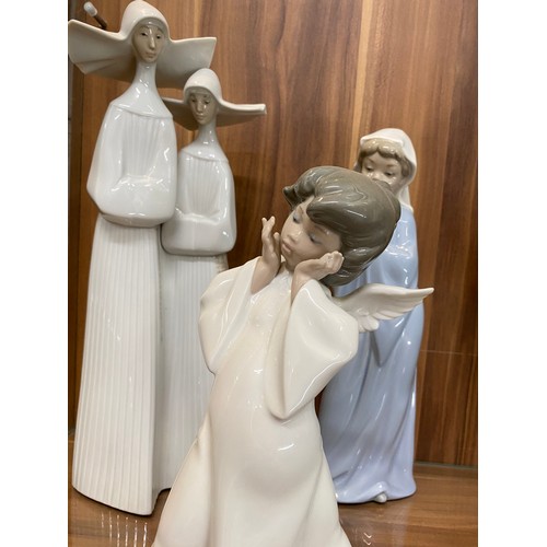 72A - Llladro/Nao angelic/nun porcelain figures x3 items in total