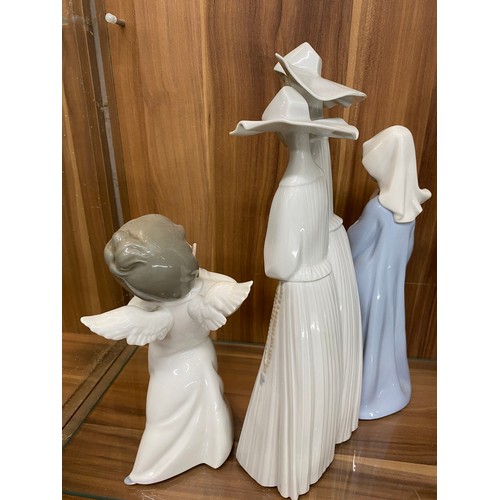 72A - Llladro/Nao angelic/nun porcelain figures x3 items in total