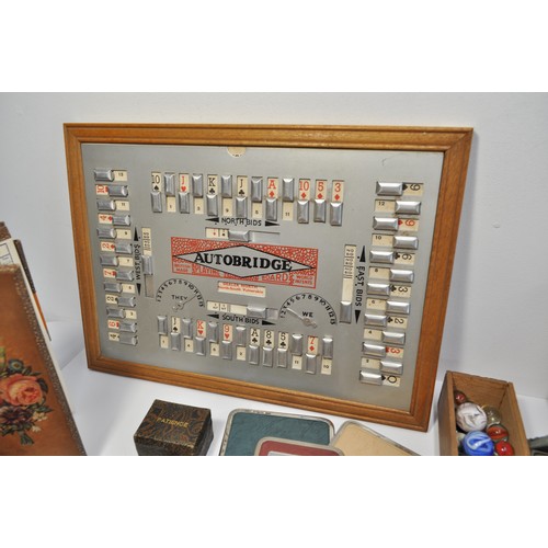 165 - A mixture of vintage games to include Autobridge Playing board Bridge, card game items, multi-player... 