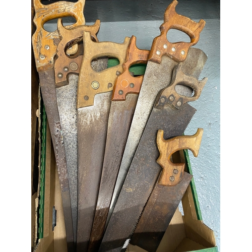 166 - A quantity of wood working tools to include saws, plough planes, rebate planes with blades, spirit l... 