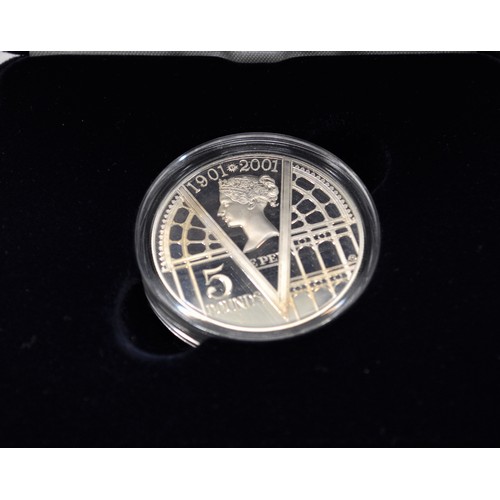 1 - Silver coins consisting; 2001 silver proof Victorian anniversary crown £5 Royal Mint coin with certi... 