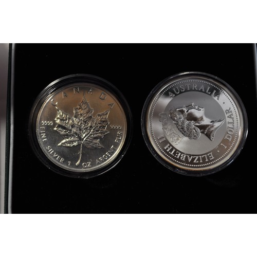 23 - A 1996 Australian Kookaburra Silver 1 dollar and a 1995 Canadian silver 5 dollar coin in presentatio... 