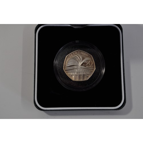 26 - United Kingdom 150 years of Public Libraries silver proof 50 pence coin, with a Certificate of Authe... 