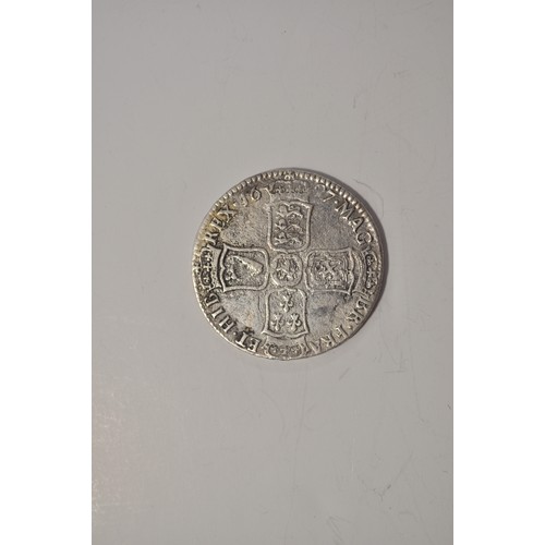 36 - 1697 William III Silver Half Crown, approx 34mm