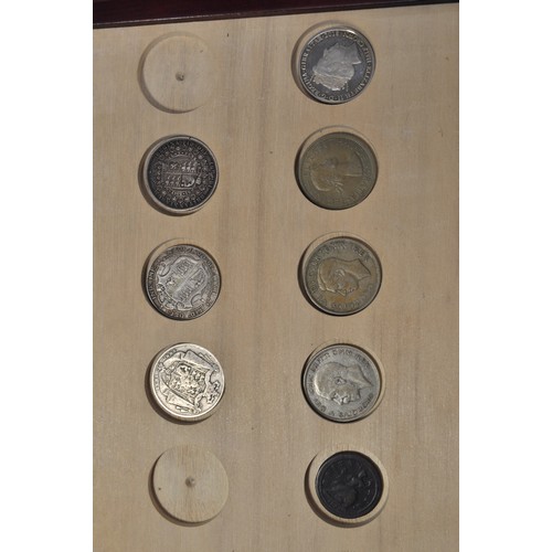 37 - A coin box with x8 coins, some silver coins including an 1837 William IV half crown