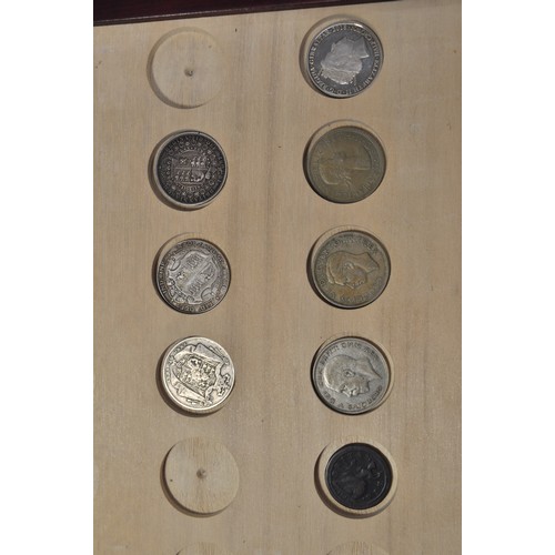 37 - A coin box with x8 coins, some silver coins including an 1837 William IV half crown