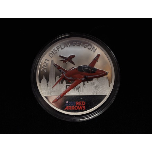 39 - x3 Official Silver 1 oz proof commemorative capsulated medallion/coin, Royal Air Force Red Arrows 20... 