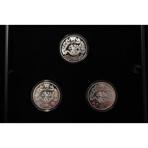 62 - Westminster Collection - Her Majesty The Queen's 95th Birthday,  silver proof £5 boxed set, (x3 coin... 