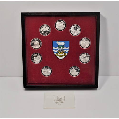 65 - The Birmingham Mint - Desire the Right 1982 Falklands silver coin set, consisting x9 solid sterling ... 