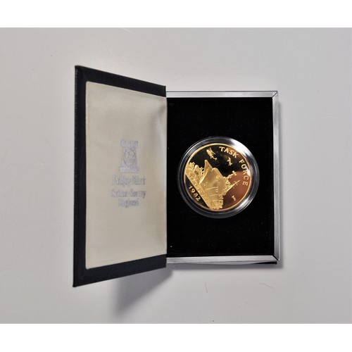 67 - Pobjob Mint - 1982 Task Force Crown medal limited edition of 3000 worldwide. finished in 22ct gold o... 