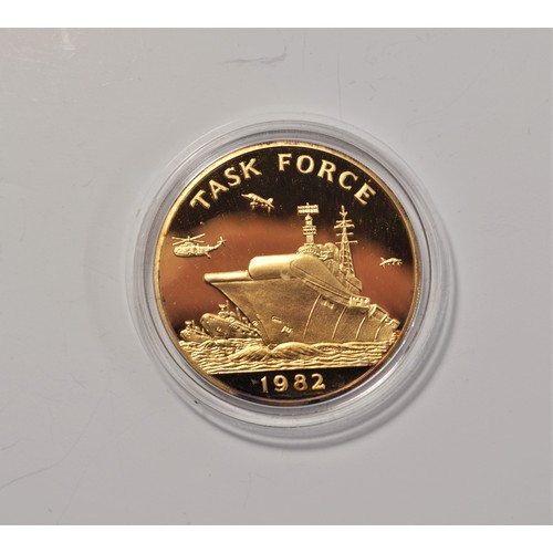 67 - Pobjob Mint - 1982 Task Force Crown medal limited edition of 3000 worldwide. finished in 22ct gold o... 