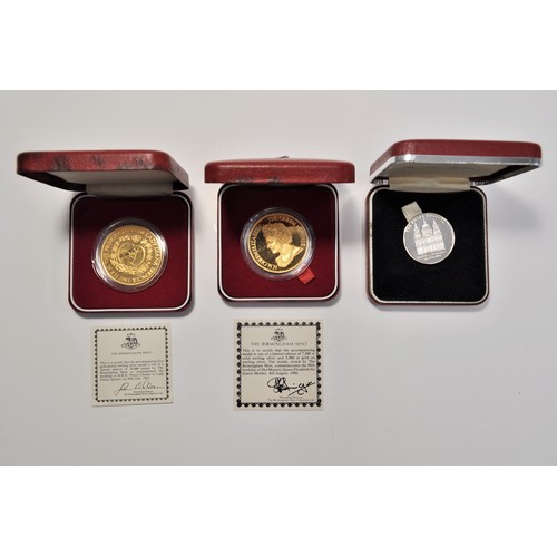 69 - Commemorative silver medallions- limited edition gold on sterling silver. Commemorating HM Queen Eli... 