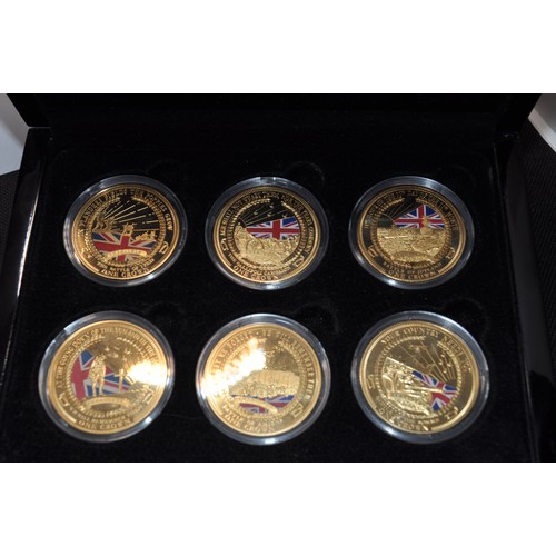 79 - Group of military-themed coins and medallions to include D-Day 70th anniversary commemorative Crown ... 