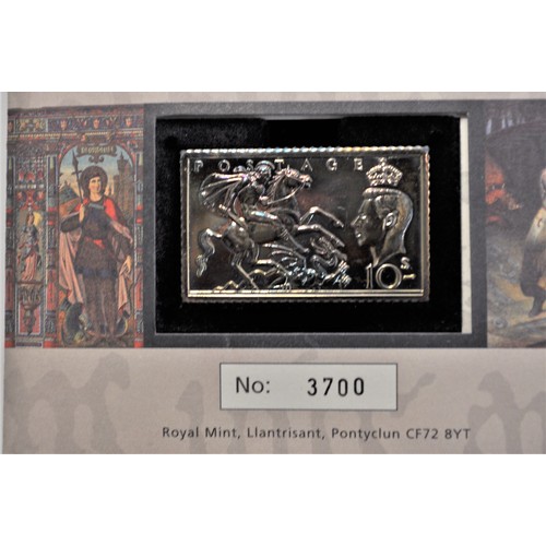 86 - X4 St. George & The Dragon Philatelic Ingot & England Pictorial Stamp set, no's. 1418, 2822, 3692 an... 