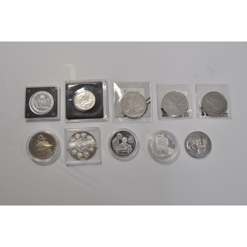 88 - Silver and Cupro Nickel commemorative coins denomination of £2, £5 and Crowns together with 1936 Sil... 