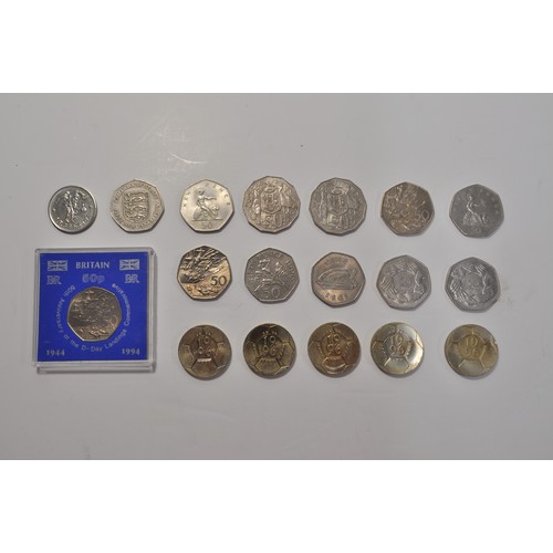 90 - Mixed coinage to include x5 1996 Euro football £2 coins, commemorative D-Day Landings 50 pence piece... 