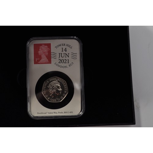 115 - Westminster DateStamp  - UK 2021 John Logie Baird 50 pence coin, Datestamp Issue 14.06.2021, boxed i... 