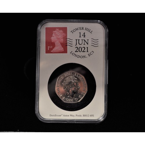 116 - Westminster DateStamp  - UK 2021 John Logie Baird 50 pence coin, Datestamp Issue 14.06.2021, boxed i... 