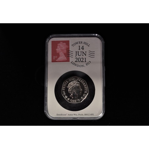 117 - Westminster DateStamp  - UK 2021 John Logie Baird 50 pence coin, Datestamp Issue 14.06.2021, boxed i... 